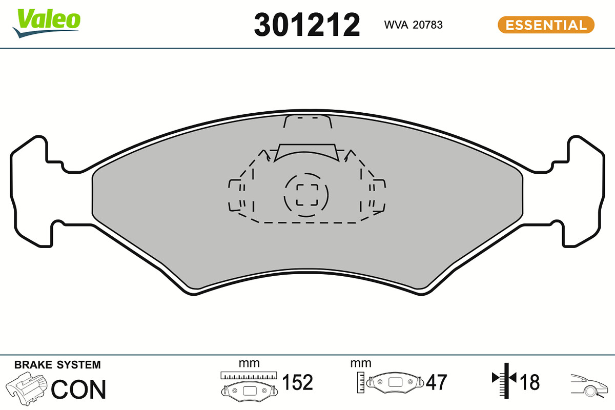 Jeu de 4 plaquettes de frein VALEO ref. 301212